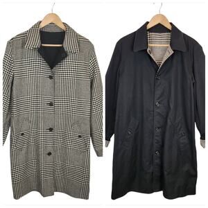 Lauren Ralph Lauren Women's Reversible Houndstooth Wool Cotton Coat Size Large